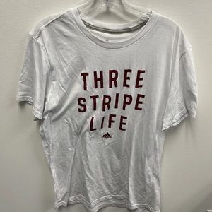 adidas the go to performance tee Three Stripe Life White Red T Shirt Mens Large
